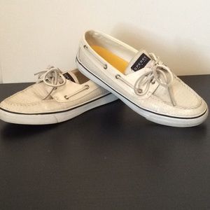 Sperry Bahama White Sequin shoes